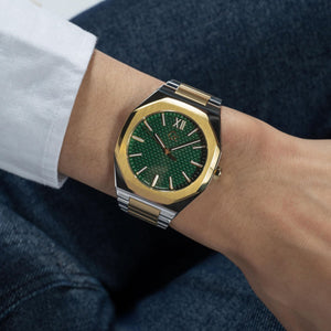 Coussin Sleek Men Quartz Green Dial Analog Stainless Steel Watch Z26002G9MF