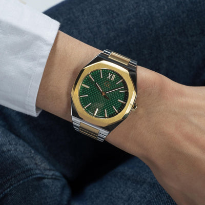 Coussin Sleek Men Quartz Green Dial Analog Stainless Steel Watch Z26002G9MF