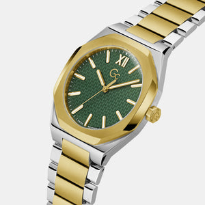 Coussin Sleek Men Quartz Green Dial Analog Stainless Steel Watch Z26002G9MF