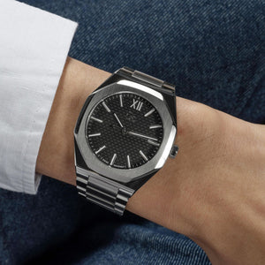 Coussin Sleek Men Quartz Black Dial Analog Stainless Steel Watch Z26004G2MF