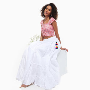 Floral Mesh Ruched Top