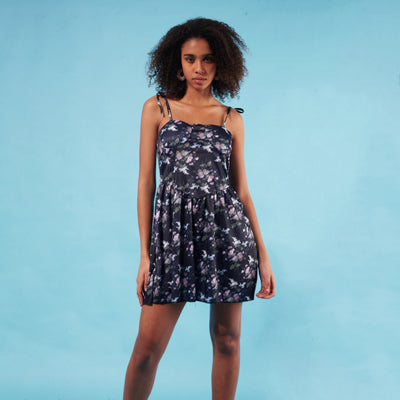 Floral Summer Dress for Women in Black