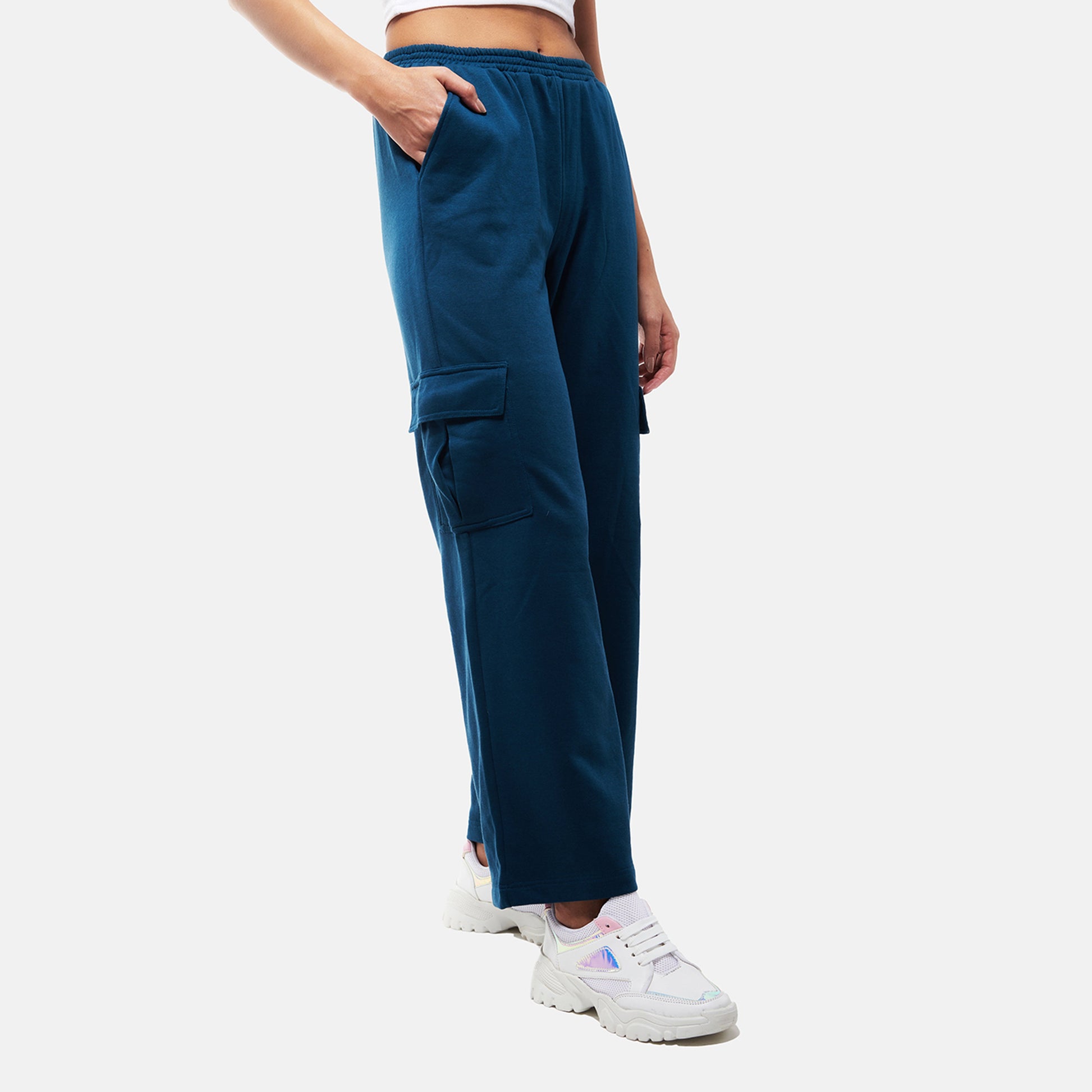 Blue Pull-Up Cargo Pants