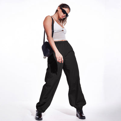 Black Oversized Parachute Pants