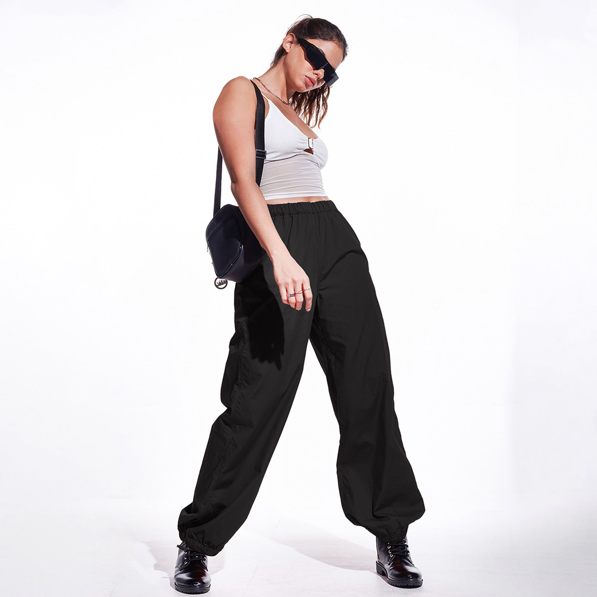 Black Oversized Parachute Pants