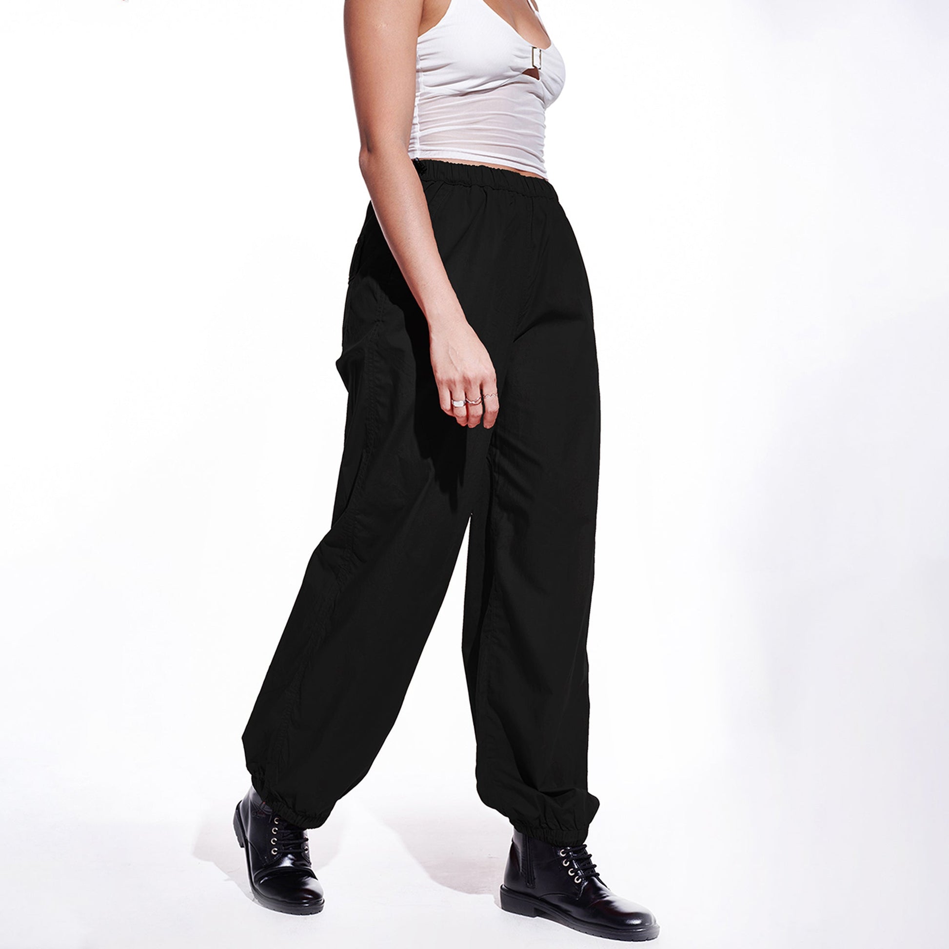 Black Oversized Parachute Pants
