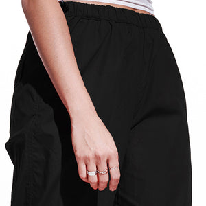 Black Oversized Parachute Pants