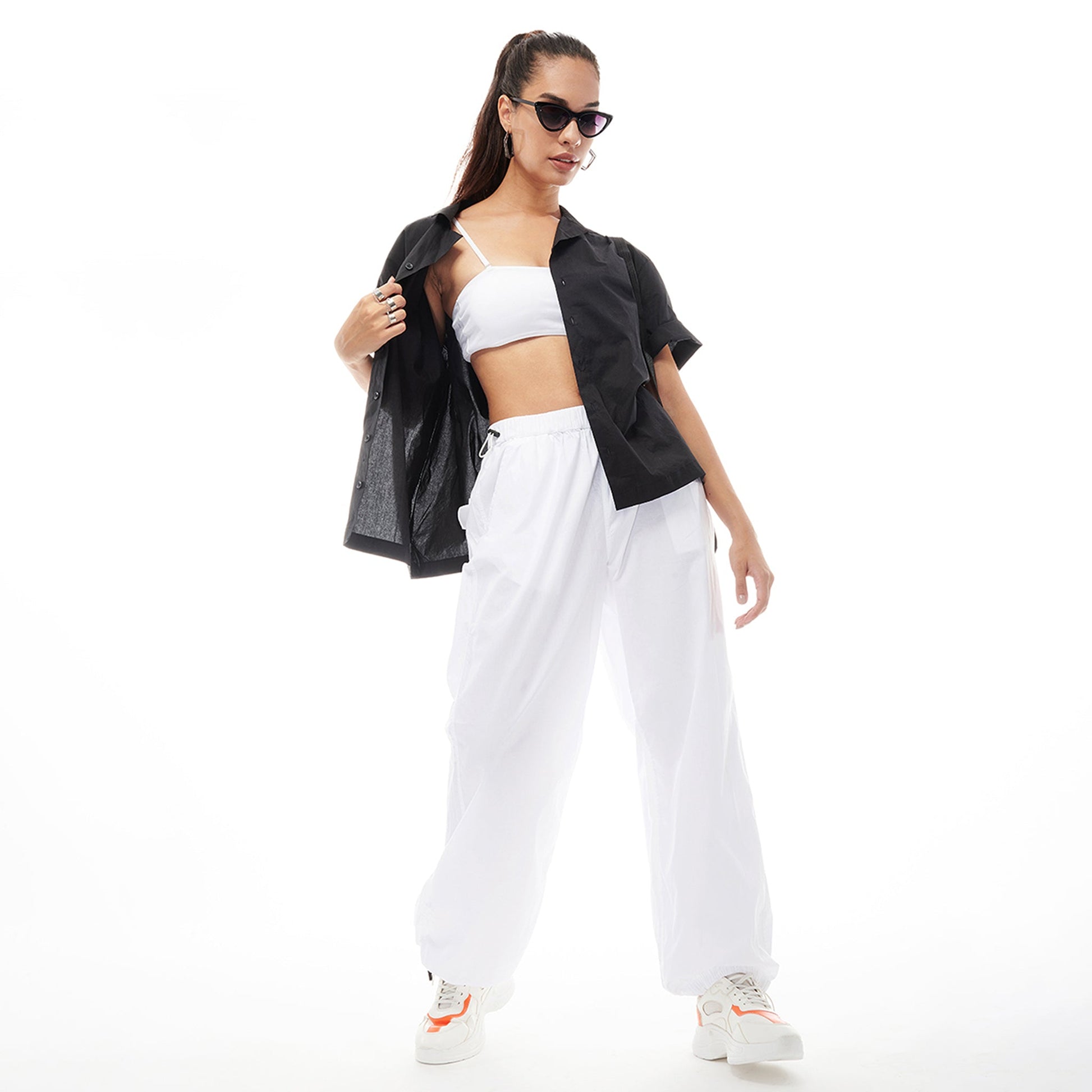 Black Oversized Parachute Pants