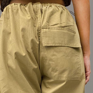 Black Corset Crop Top & Khaki Parachute Pants