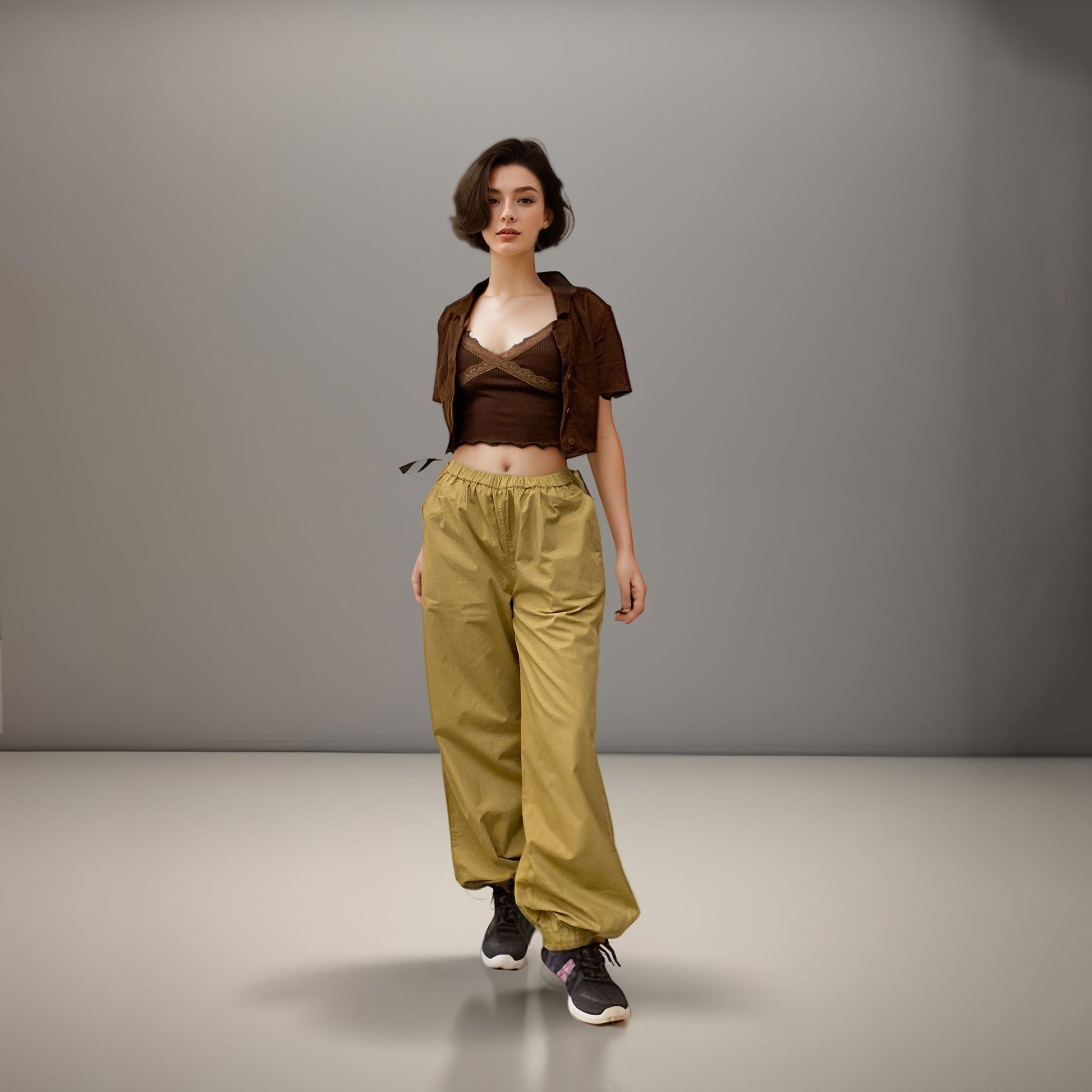 Black Oversized Parachute Pants