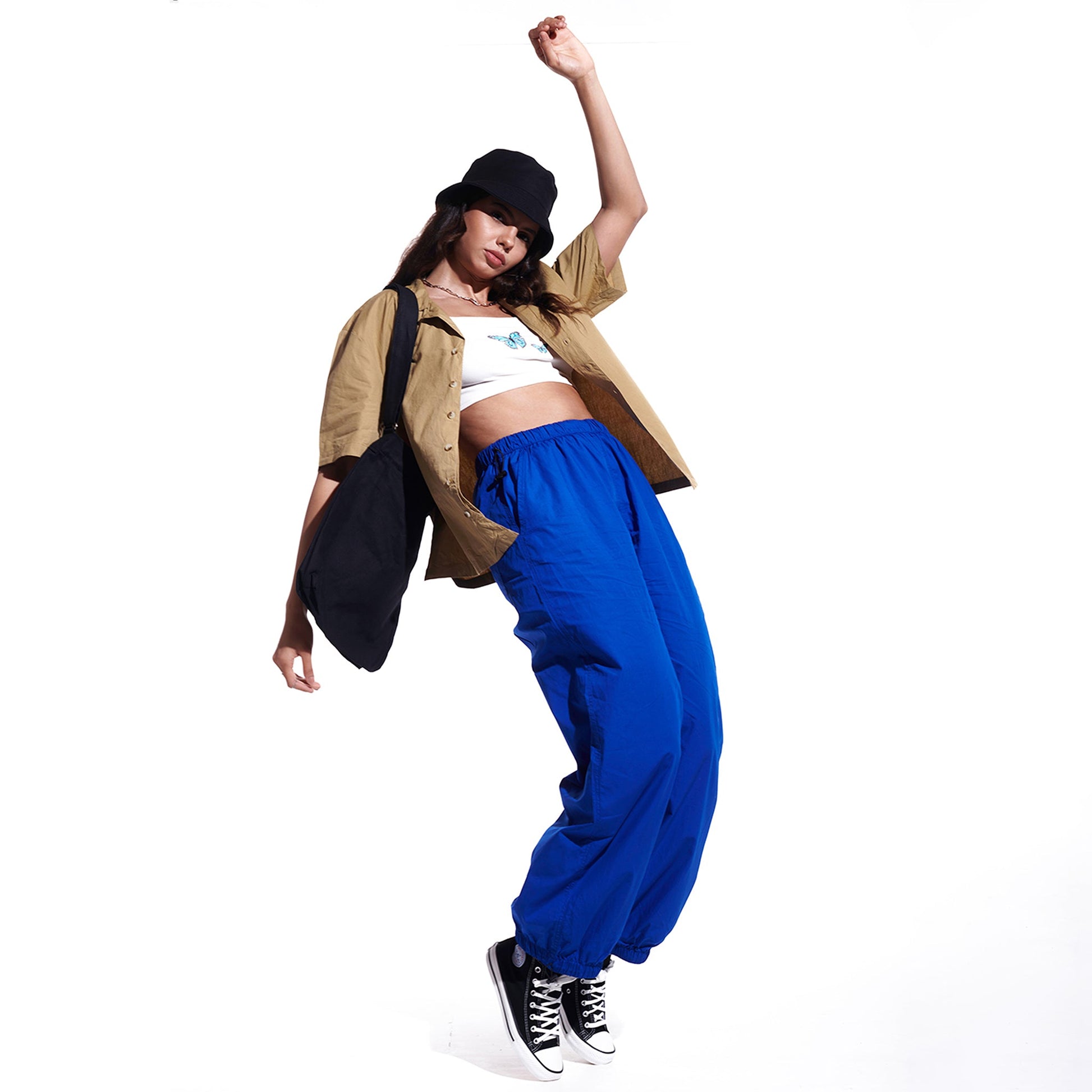 Black Oversized Parachute Pants