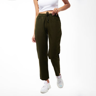 IZF Olive Linen Blend Women Pants