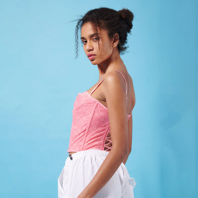 Pink Lace Corset Top