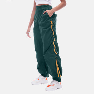 Green Taped Parachute Pants