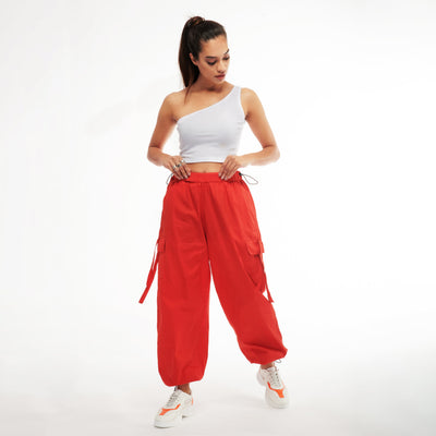 Unisex Khaki Cargo Parachute Pants