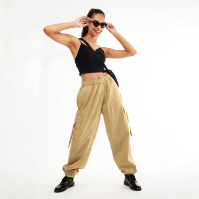 Black Cargo Parachute Pants