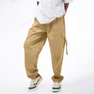 Unisex Khaki Cargo Parachute Pants