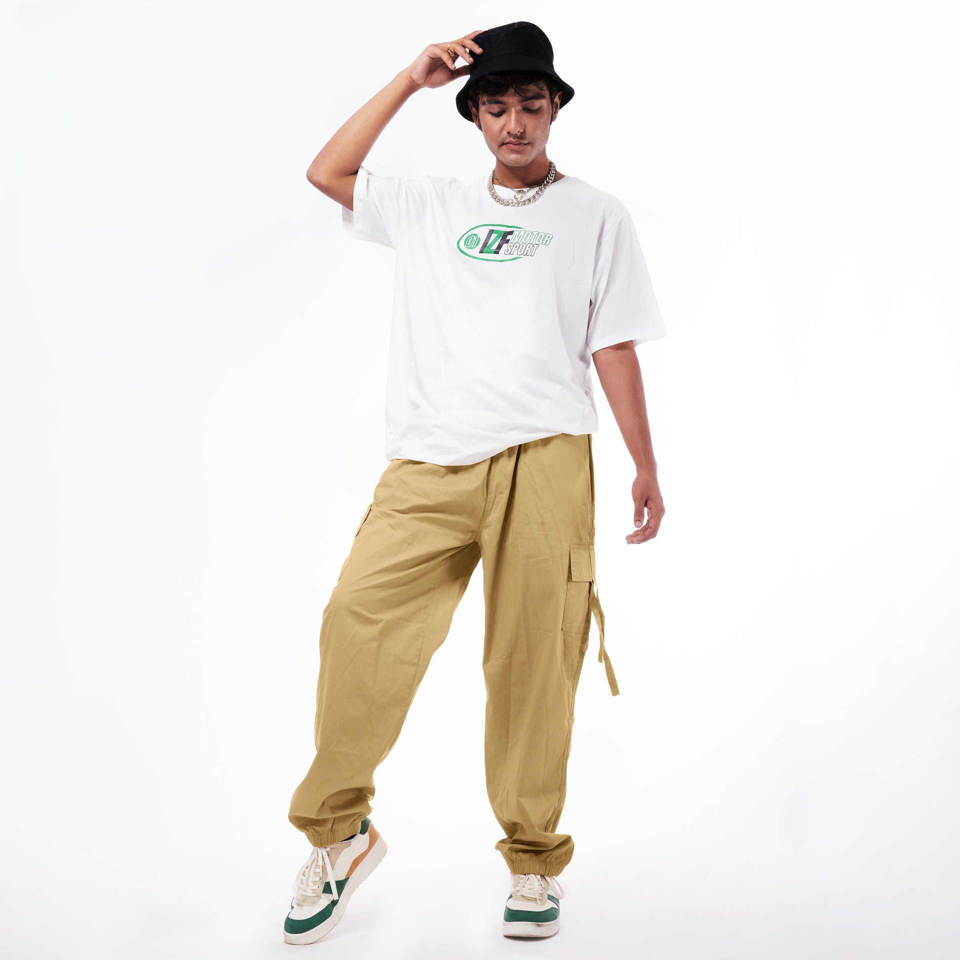 Unisex Khaki Cargo Parachute Pants