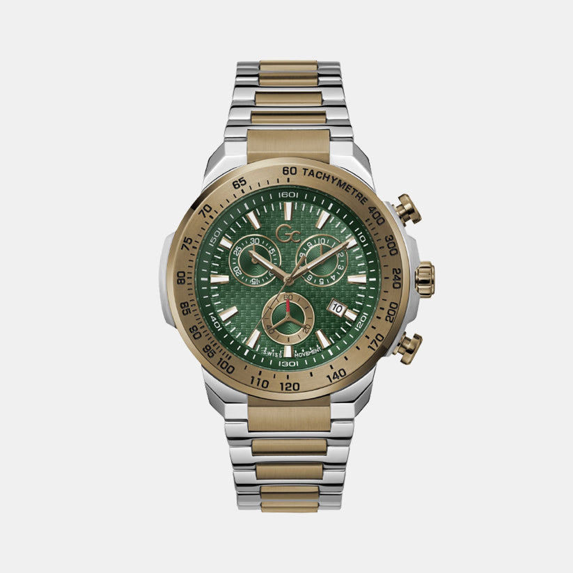 First Class Men Quartz Green Dial Chronograph Stainless Steel Watch Z35002G9MF