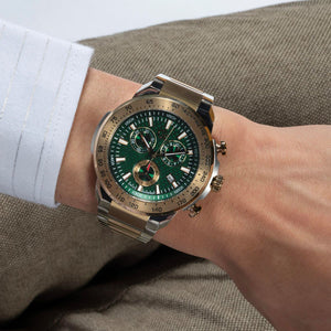 First Class Men Quartz Green Dial Chronograph Stainless Steel Watch Z35002G9MF
