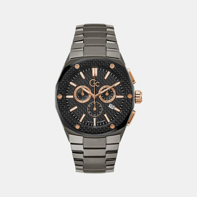 Fiber Men Quartz Black Dial Chronograph Stainless Steel Watch Z37002G2MF