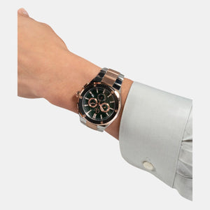 Fiber Men Quartz Green Dial Chronograph Stainless Steel Watch Z37003G3MF