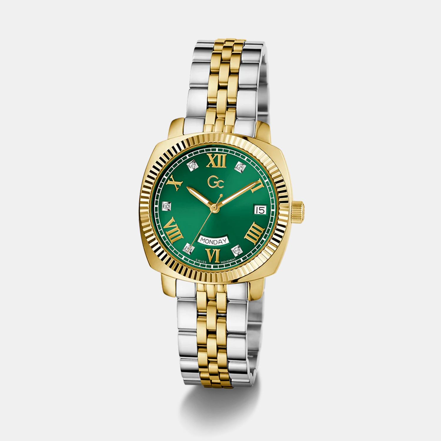 Flair Coussin Women Women Quartz Green Dial Analog Stainless Steel Watch Z44002L9MF