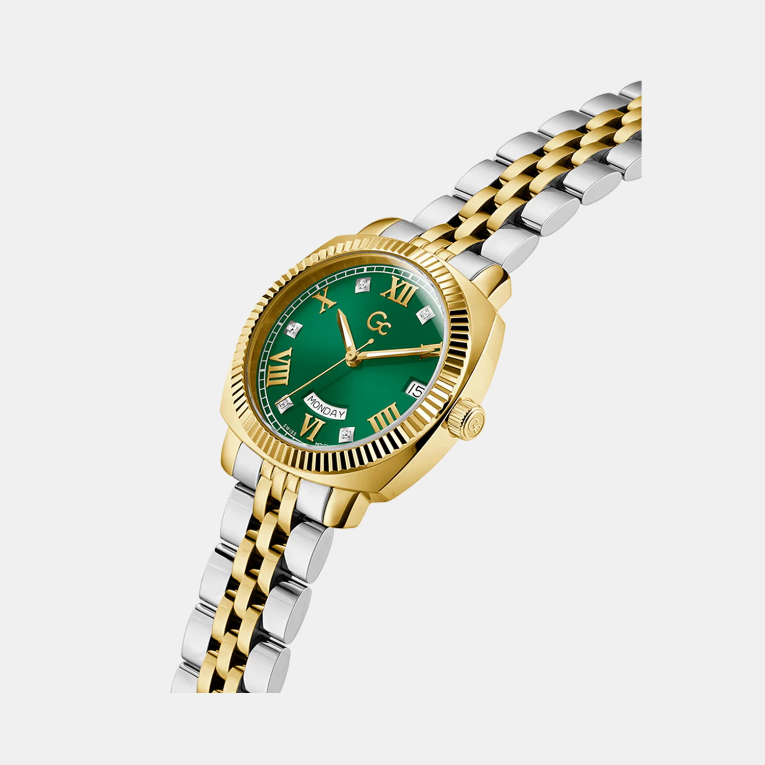 Flair Coussin Women Women Quartz Green Dial Analog Stainless Steel Watch Z44002L9MF