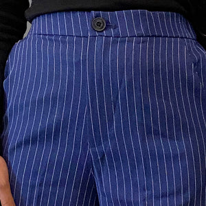 Blue Striped Korean Baggy Pants