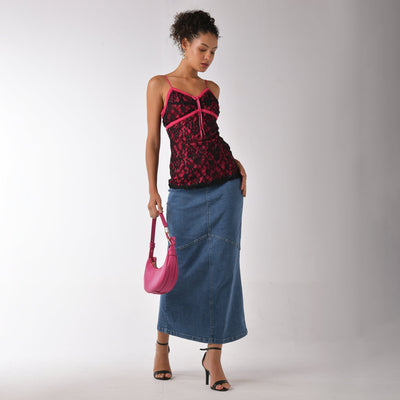Denim Maxi Skirt - Blue