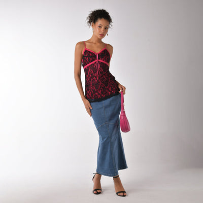 Denim Maxi Skirt - Blue