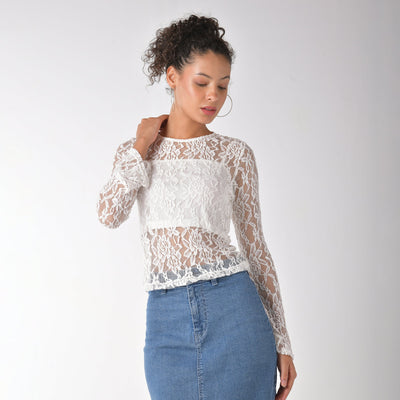 Black sheer lace top with matching camisole