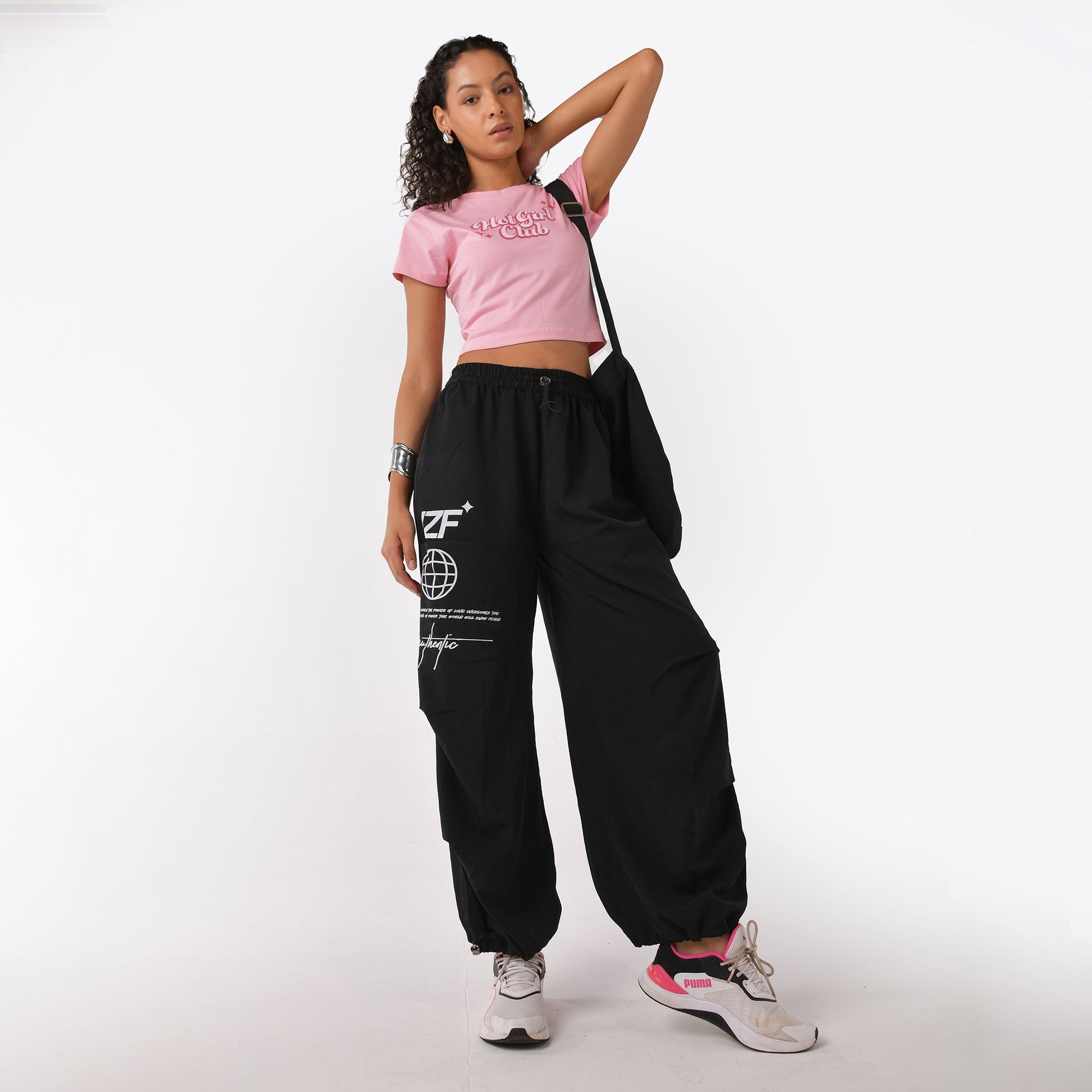 Hot girl club graphic printed Pink Crop Top baby tee
