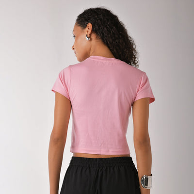 Hot girl club graphic printed Pink Crop Top baby tee