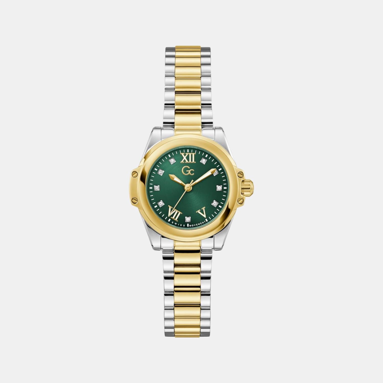 Gc Sportchic Women Quartz Green Dial Analog Stainless Steel Watch Z58002L9