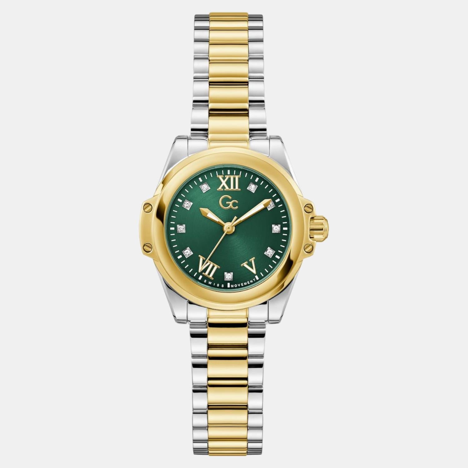Gc Sportchic Women Quartz Green Dial Analog Stainless Steel Watch Z58002L9