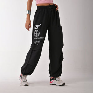 Black Printed Air Parachute Pants