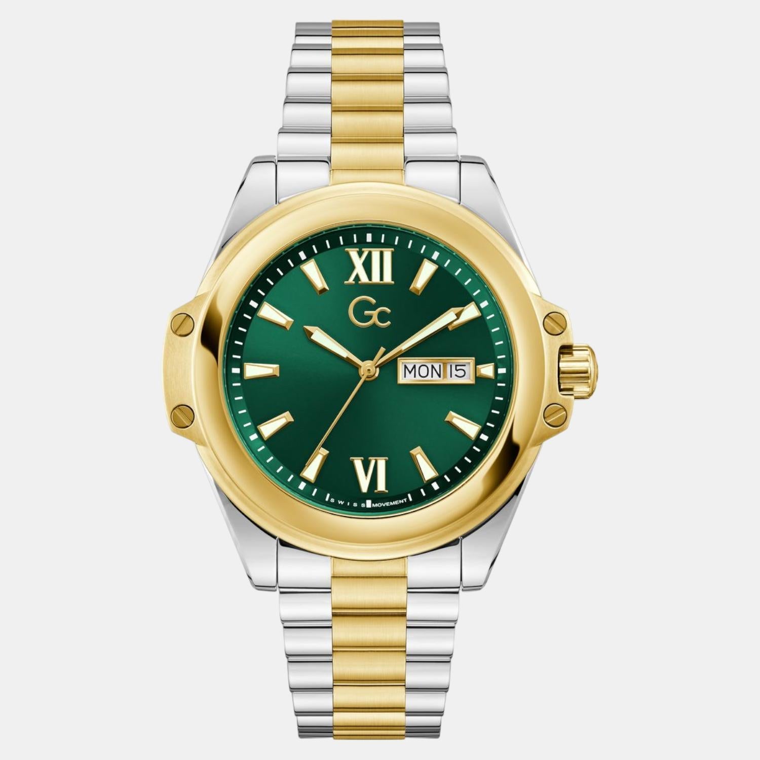 Bolt Men Quartz Green Dial Analog Stainless Steel Watch Z60002G9