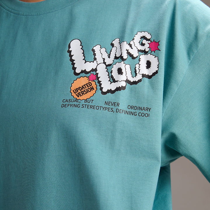 " Living Loud " Blue Oversize T-shirt for Women