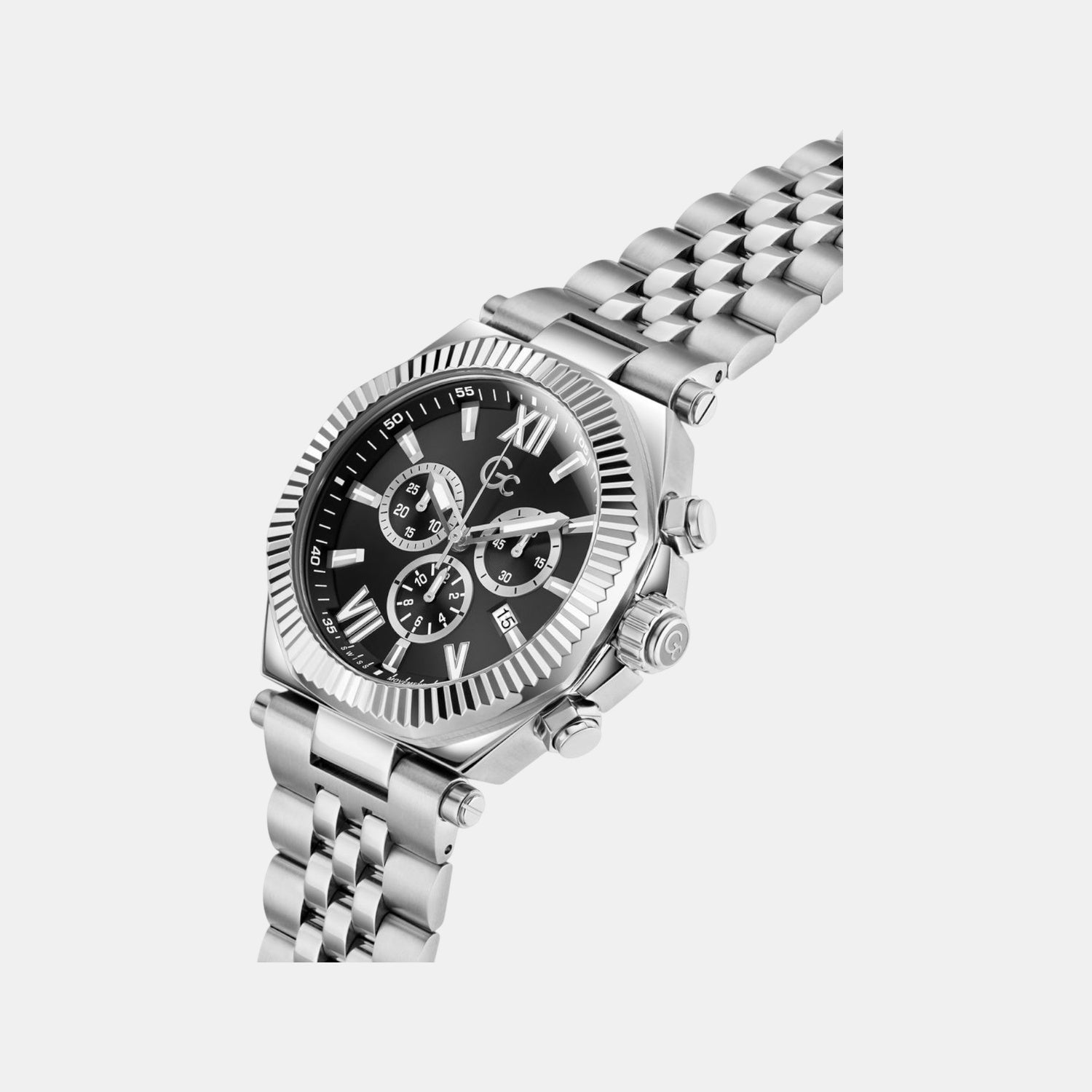 Gc Atlas Men Quartz Black Dial Chronograph Stainless Steel Watch Z66001G2