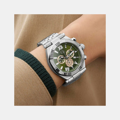 Gc Atlas Men Quartz Green Dial Chronograph Stainless Steel Watch Z66004G9