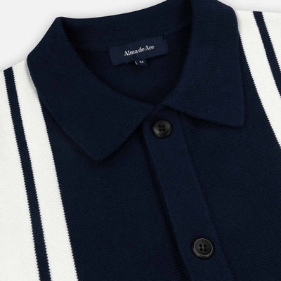 Alma De Ace Adoria Knitted Navy Cream Shirt