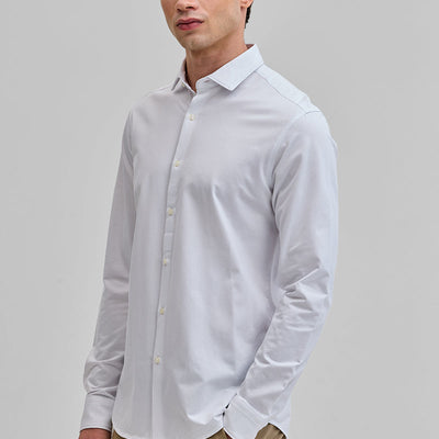 White Solid Stretch Shirt
