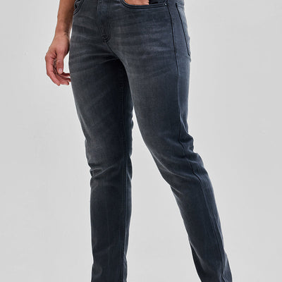 Grey Tapered Fit Jeans