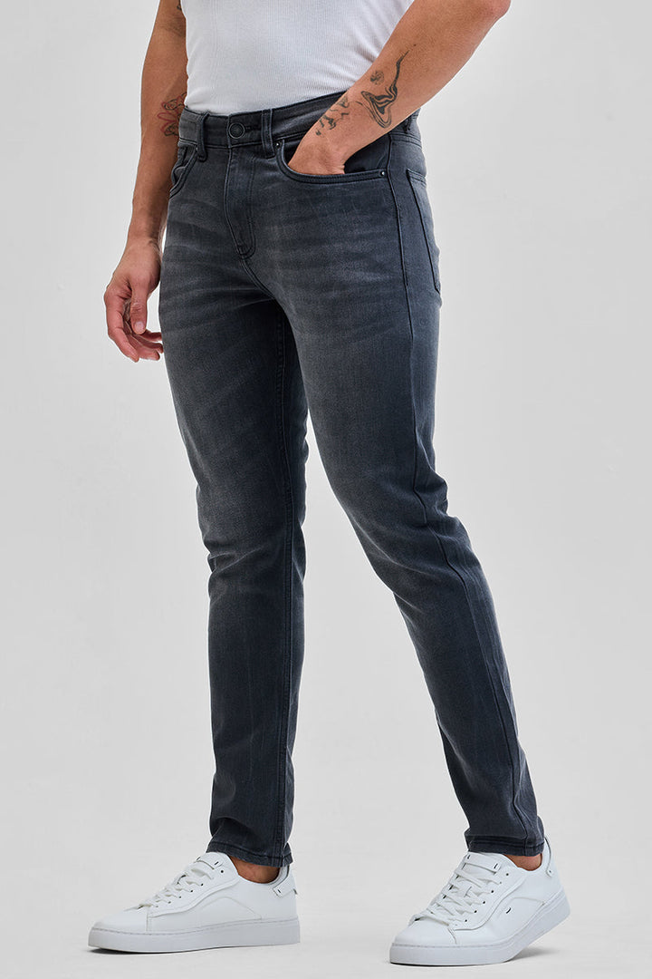 Grey Tapered Fit Jeans