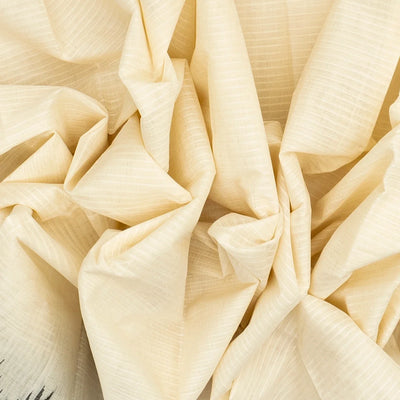 White Handloom Korvai Kanchi Cotton Saree With Contrast Temple Border