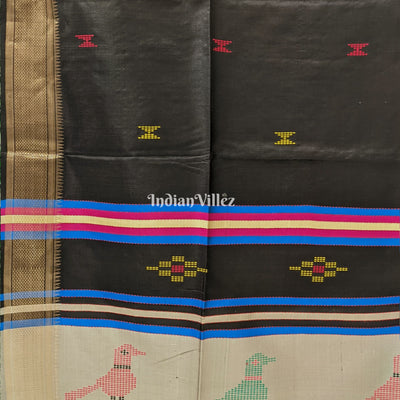 Black with Grey Handwoven Soft Silk Saree