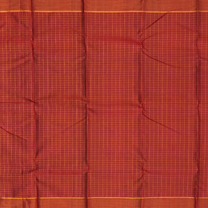 Maroon Handloom Kanchipuram Silk Saree With Checks & Diamond Motifs