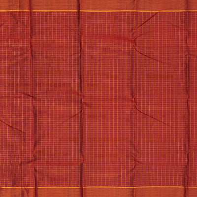 Maroon Handloom Kanchipuram Silk Saree With Checks & Diamond Motifs