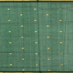 Peach Handloom Korvai Silk Cotton Saree With Rudraksham Buttas